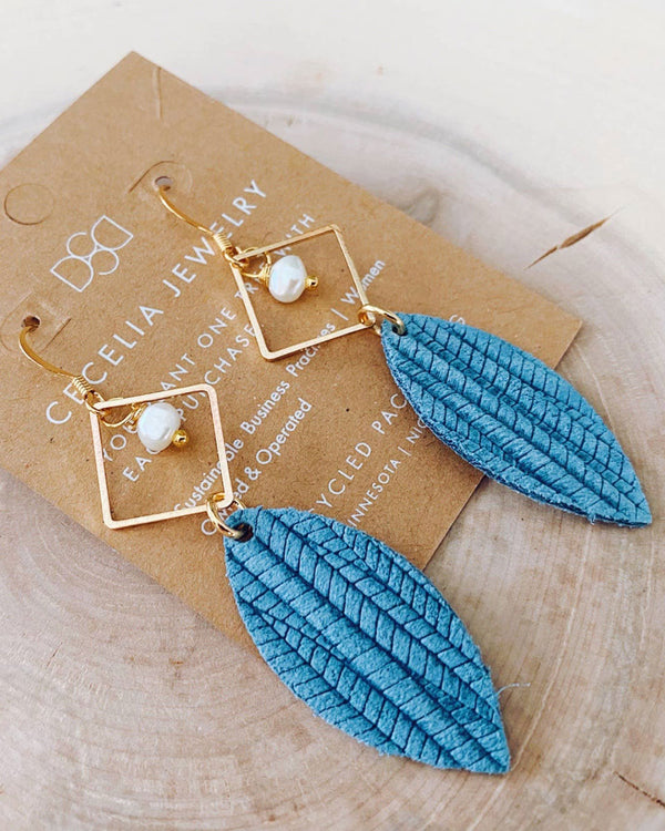 Denim Leather Earrings