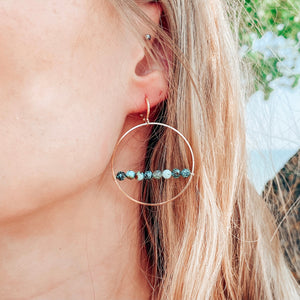 Large Horizontal Turquoise Hoop Earrings