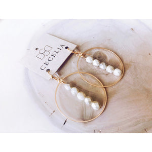 Drop Hoop Earrings - Antique Linen Gold Plated