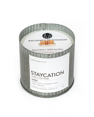 Staycation Wood Wick Rustic Vintage Candle