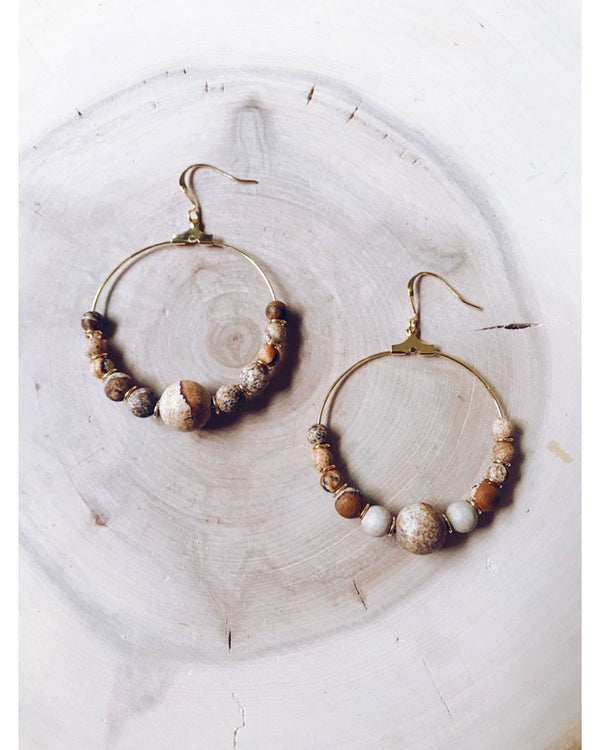 Missy Gemstone Hoops - Picture Jasper