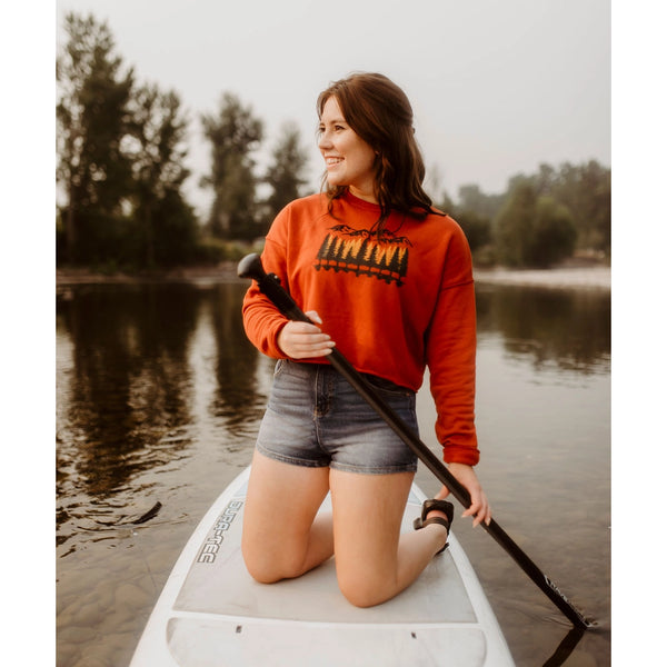 Tamarack Trees Ladies Cropped Fleece- Rust