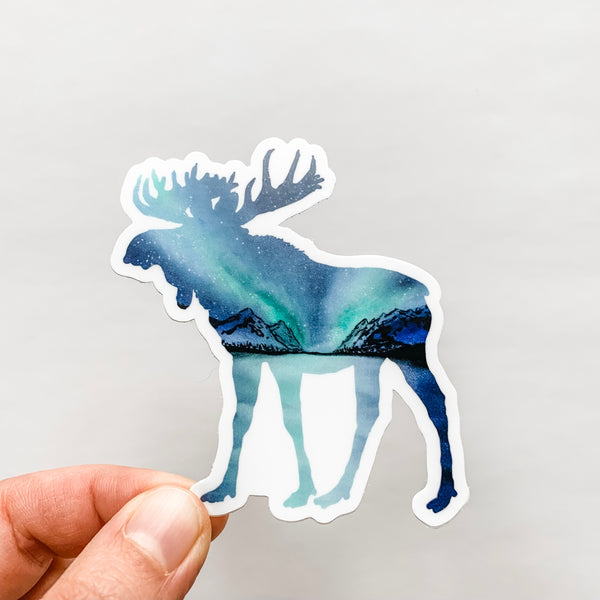 Moose Northern Lights Sticker Decal