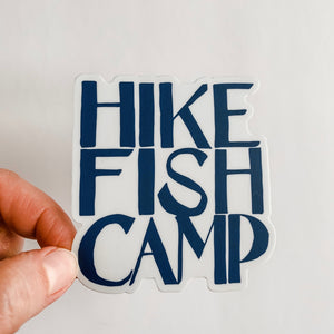 Hike Fish Camp Blue Sticker