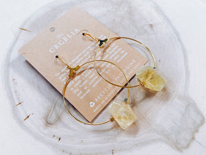 Gemstone Rock Hoops - Yellow Citrine