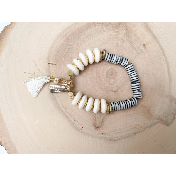Recycled Glass Bracelets - Grey Bone