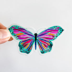 Watercolor Butterfly Green Purple Sticker Decal
