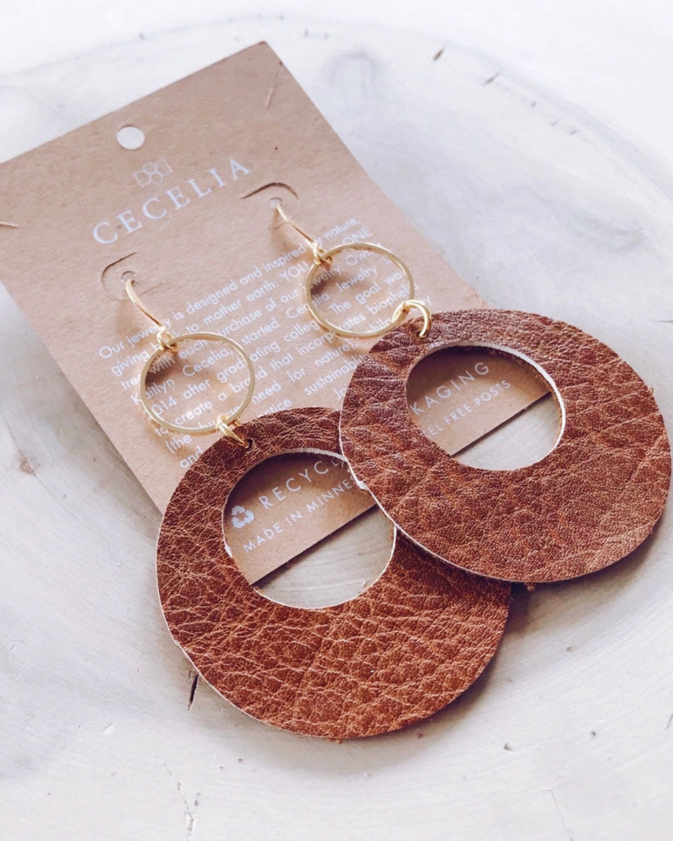 Viti Leather Earrings - Natural Brown