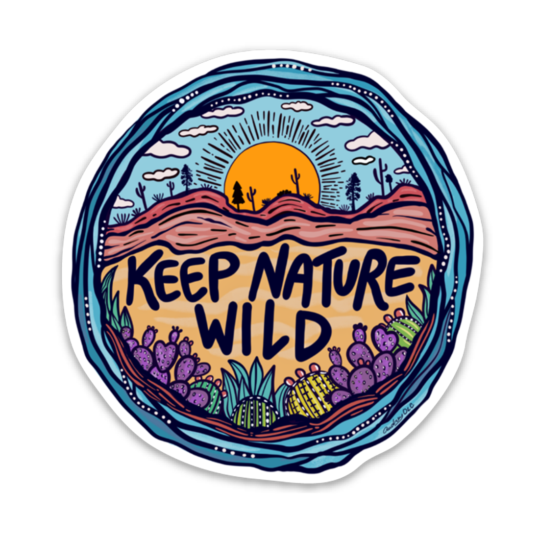 Nurture Nature Colorful Nature Scene Sticker