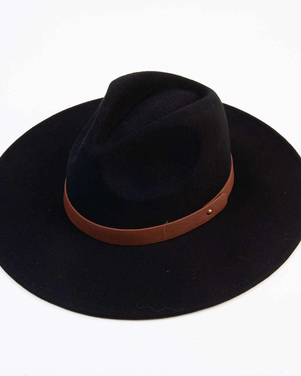 Black Wool Fedora with Trim