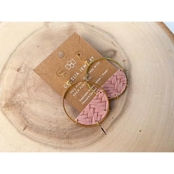 Half Moon Leather Earrings - Dusty Blush