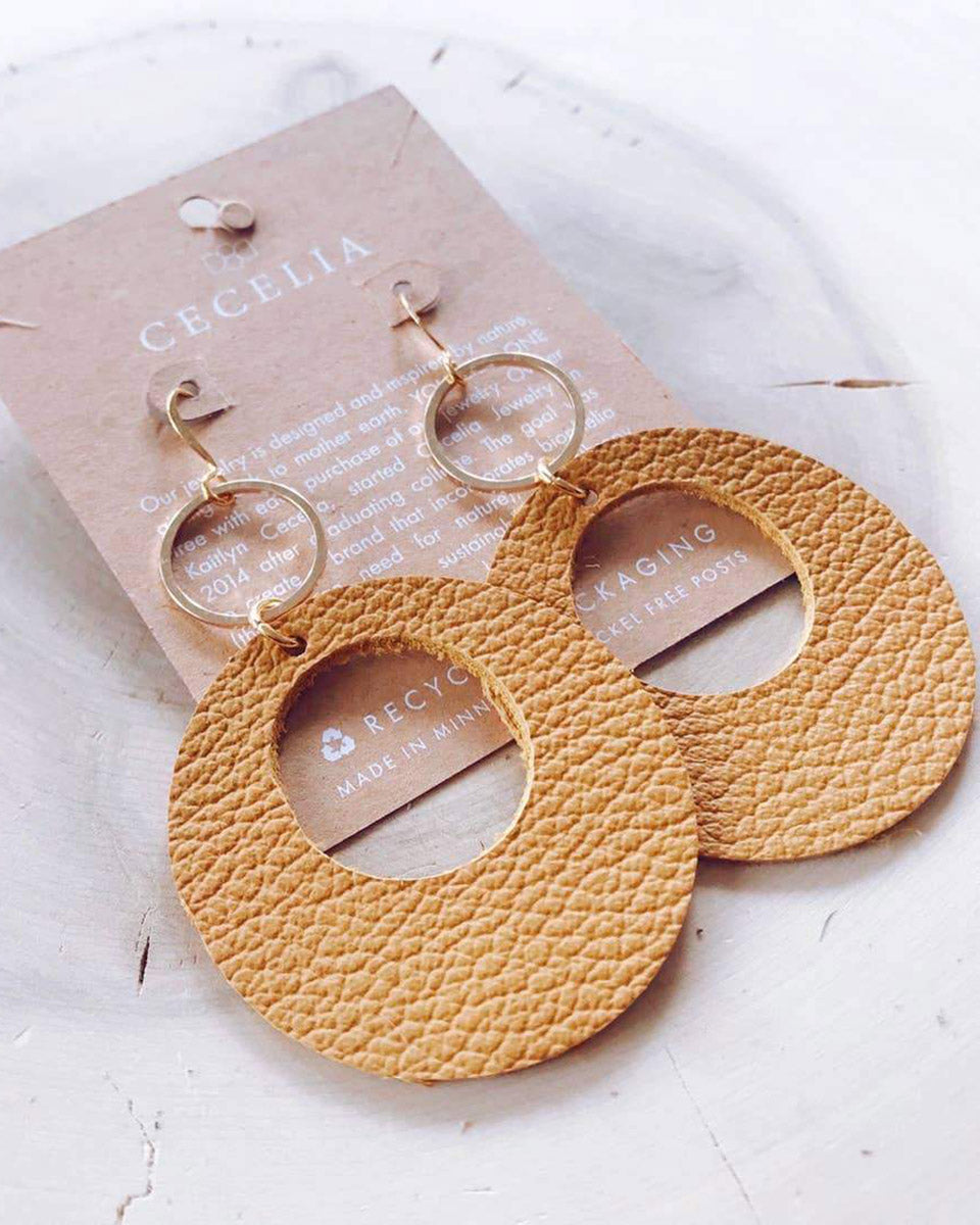 Viti Leather Earrings - Mustard