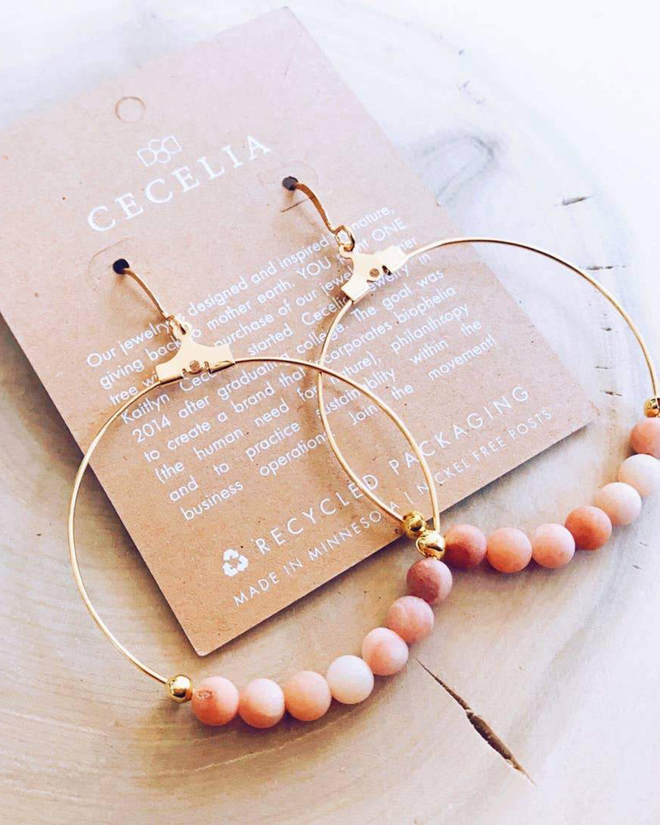 Gemstone Hoops - Peach Agate