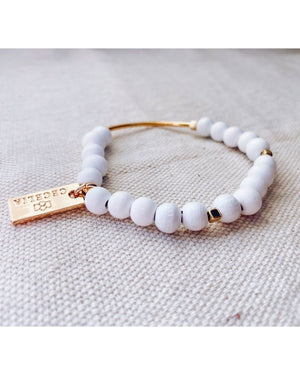 Wood Layering Bracelet - 8mm White Single