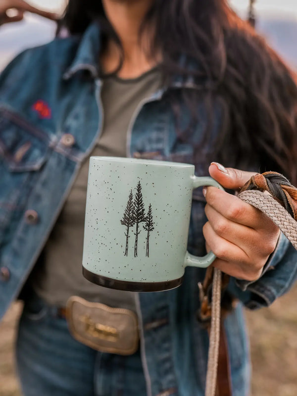 Rustic Three Tree Ceramic Mug- Sage