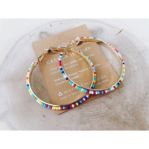 Beaded Round Hoop Earrings - Sprinkles