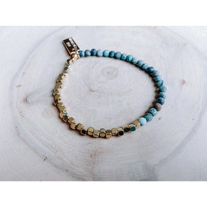 Single Half and Half Gold Bracelet - African Turquoise