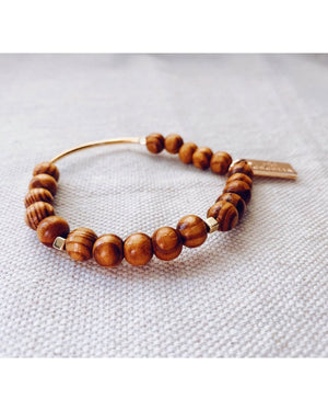 Wood Layering Bracelet - 8mm Champagne Single