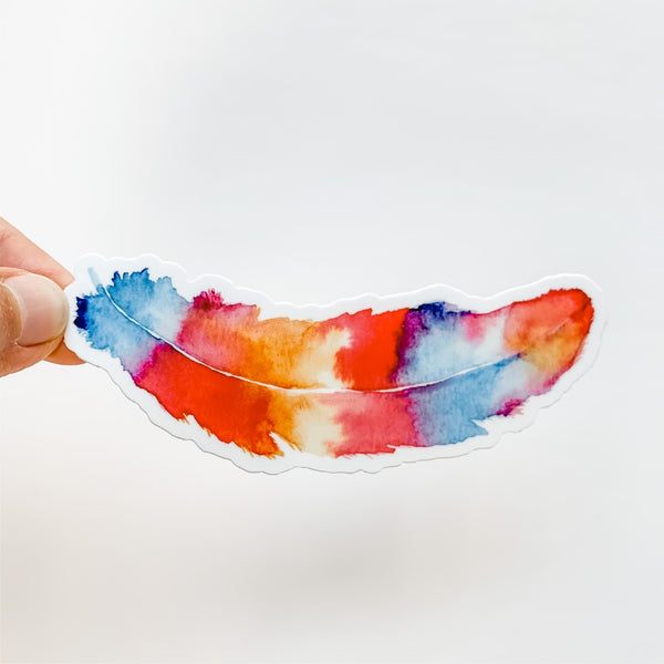 Watercolor Colorful Feather Sticker Decal
